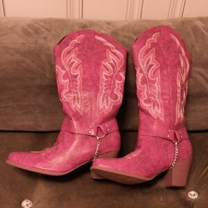 Crimson Red Western-Style Women's Boots